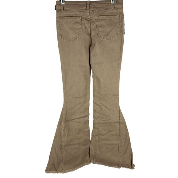 Blue B Womens Beige High-Waisted Flare Pants Rhinestone Fringe Pockets Size S - Picture 4 of 8